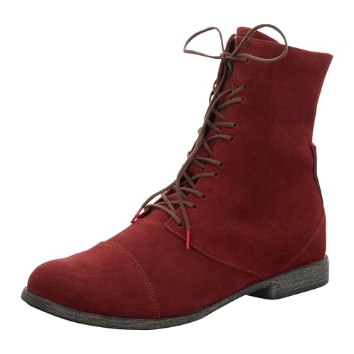 THINK! Damen AGRAT Leder gefütterte nachhaltige Stiefelette, Merlot, 36 EU von Think!