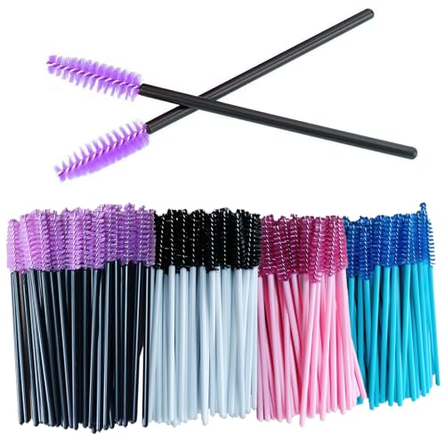 200 Stück Mascara-Stäbe, Einweg-Wimpernspulen, 4 Farben, Wimpernpinsel, Applikator, Augenwimpernpinsel zum Anheben von Augenbrauen und Wimpern von THINTON
