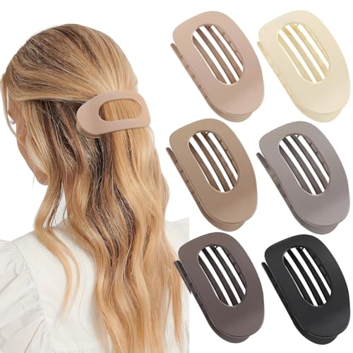 Flache Haarspangen für Damen, französischer gebogener Entenschnabel-Haarspangen für dickes, dünnes Haar, starker Halt, Haarklammern für lockiges und Styling, 6 Stück von THINTON