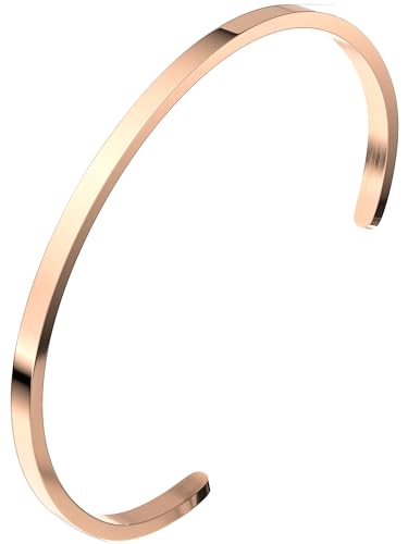 THIORA Armreif Damen & Herren | Premium Edelstahl Armband | Unisex Armschmuck | Flexible Größe | Geschenk (Ohne Gravur - Rosegold) von THIORA