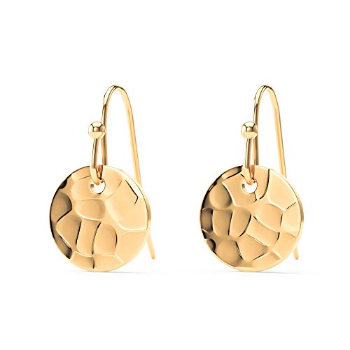 THIORA Plättchen Ohrringe Damen | Gehämmert | Premium Edelstahl | Minimalistisch | Ohrhänger (Gold) von THIORA