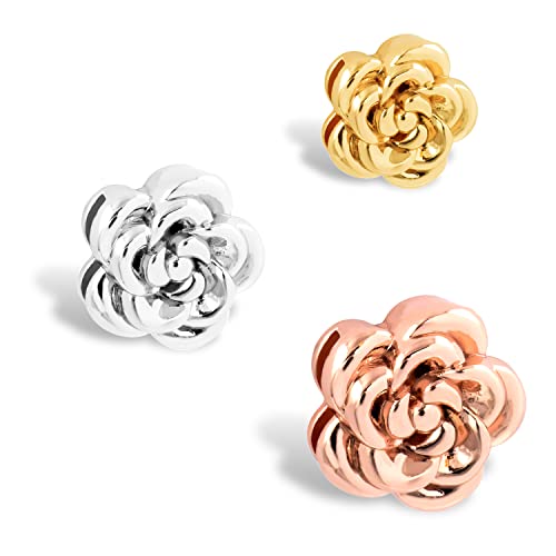 THIORA Charmband Charms | 'Rose' Anhänger | Rose Charm | Mesh Armband Charm (Silber) von THIORA