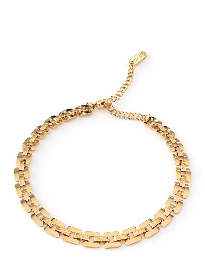 THIORA Edelstahlarmband Damen Armband „Solara“ – flaches Panzerarmband, 6 mm, flaches Panzerarmband, 6 mm, längenverstellbar von THIORA