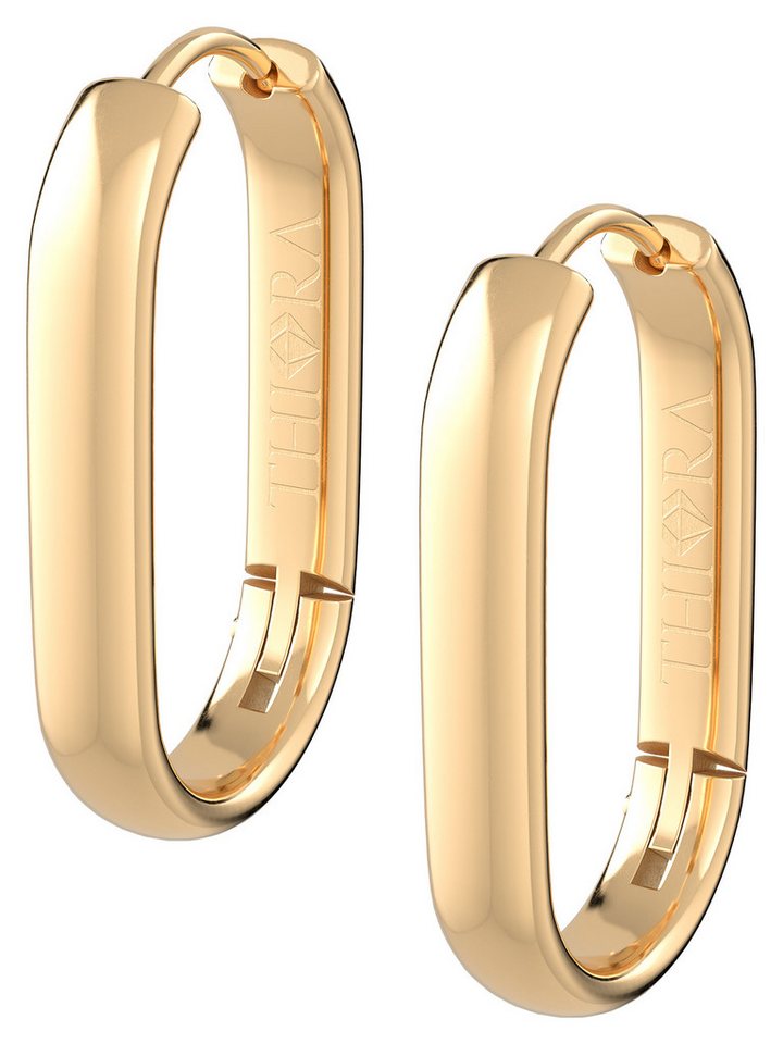 THIORA Paar Creolen Creolen »Helia« Damen, Edelstahl 18k vergoldet, wasserfest, wasserfest, hypoallergen, 25 x 15 mm von THIORA
