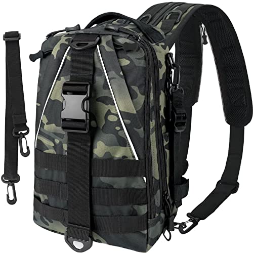 THKFISH Angeltasche 10L Angelrucksack mit Rutenhalter Wanderrucksäcke mit abnehmbarem Schultergurt Trekkingrucksäcke zum Angeln Camping Wandern,für 3 * 3600 Angelkoffer ANYECAMO von THKFISH