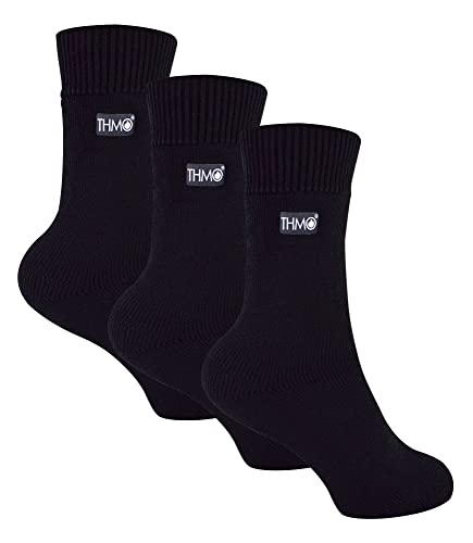 THMO 3er Pack Kinder Thermosocken Atmungsaktive Crew Warme Socken für Jungen und Mädchen (11-14 Jahre, Schwarz) von THMO