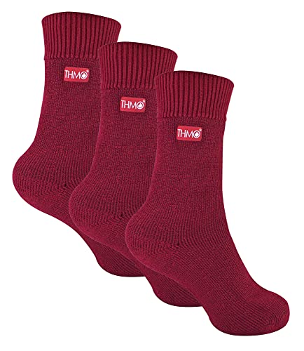 THMO 3er Pack Kinder Thermosocken Atmungsaktive Crew Warme Socken für Jungen und Mädchen (7-10 Jahre, Fuchsie) von THMO