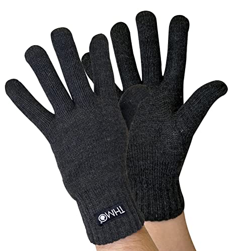 THMO - Herren Outdoor Strick Thermo Winter Handschuhe mit 40g 3M Thinsulate Insulation Warm Gefüttert (L/XL, Charcoal) von THMO