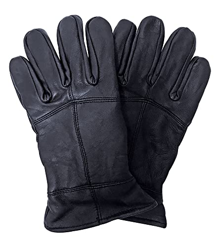 THMO Herren Thinsulate Lederhandschuhe für Winter Winddicht Outdoor Fleece Futter Handschuhe in Schwarz (L-XL, Schwarz) von THMO