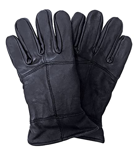 THMO Herren Thinsulate Lederhandschuhe für Winter Winddicht Outdoor Fleece Futter Handschuhe in Schwarz (M-L, Schwarz) von THMO