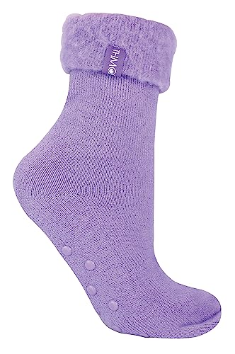 THMO Kuschelsocken Damen Weich Flauschig Bettsocken | Fleece Thermosocken ABS für Damen (37-42, Lila) von THMO