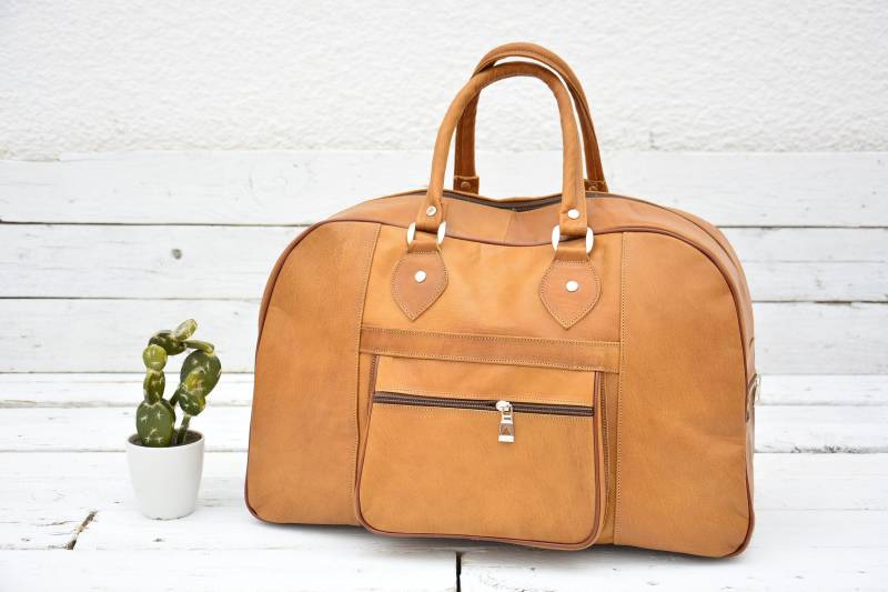 Hellbrauner Seesack Aus Leder Vintage Style Weekender Reisetasche/Weihnachtsgeschenk von THMWorks