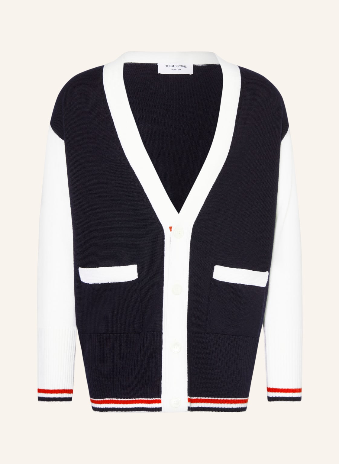 Thom Browne. Strickjacke Aus Merinowolle blau von THOM BROWNE.