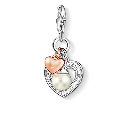 Thomas Sabo Damen Charm-Anhänger Herzen Süßwasserzuchtperle Charm Club 925 Sterling Silber 0937-426-14 von THOMAS SABO