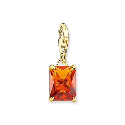 THOMAS SABO Damen Charm-Anhänger Gold großer Stein Orange Charm Club 925 Sterlingsilber 1868-472-4 von THOMAS SABO