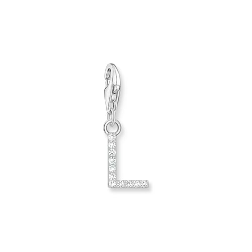 THOMAS SABO Charm-Anhänger Buchstabe L mit weißen Steinen Silber 925 Sterlingsilber von THOMAS SABO