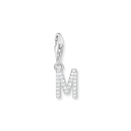 THOMAS SABO Charm-Anhänger Buchstabe M mit weißen Steinen Silber 925 Sterlingsilber 1941-051-14 von THOMAS SABO