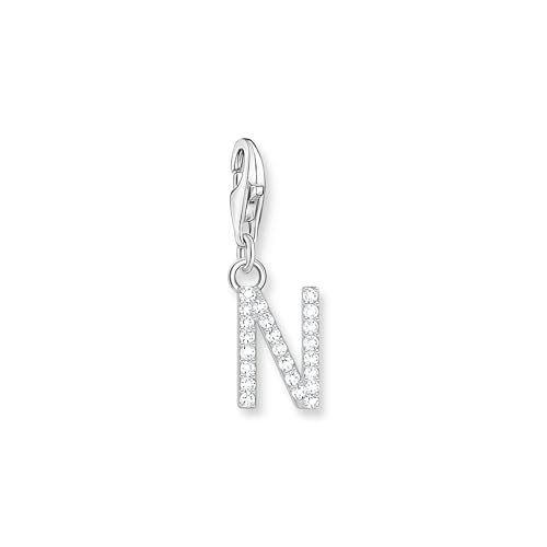 THOMAS SABO Charm-Anhänger Buchstabe N mit weißen Steinen Silber 925 Sterlingsilber 1951-051-14 von THOMAS SABO