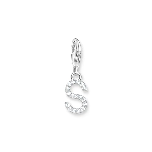 THOMAS SABO Charm-Anhänger Buchstabe S mit weißen Steinen Silber 925 Sterlingsilber 1956-051-14 von THOMAS SABO