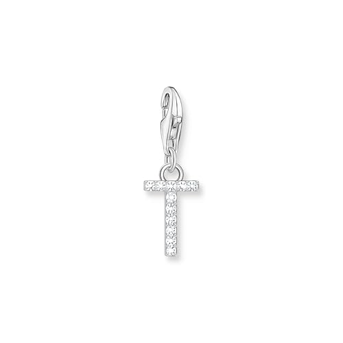 THOMAS SABO Charm-Anhänger Buchstabe T mit weißen Steinen Silber 925 Sterlingsilber 1957-051-14 von THOMAS SABO