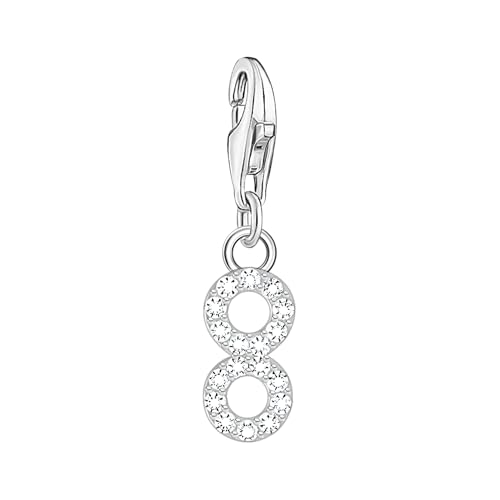 THOMAS SABO Charm-Anhänger Zahl 8 mit weißen Steinen Silber 925 Sterlingsilber 2132-051-21 von THOMAS SABO