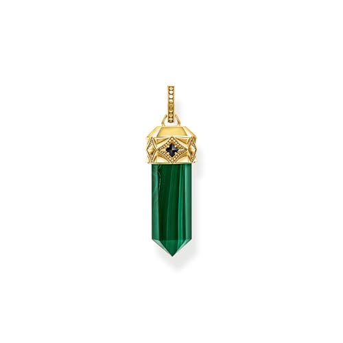 THOMAS SABO 3 Anhänger grüner Malachit in Kristallform vergoldet 925 Sterlingsilber, 750 Gelbgold Vergoldung PE964-414-6 von THOMAS SABO