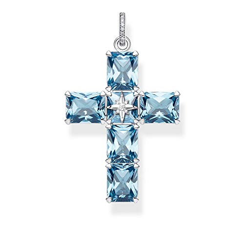 THOMAS SABO Anhänger Kreuz große Blaue Steine mit Stern, PE880-644-1, 5.2 von THOMAS SABO
