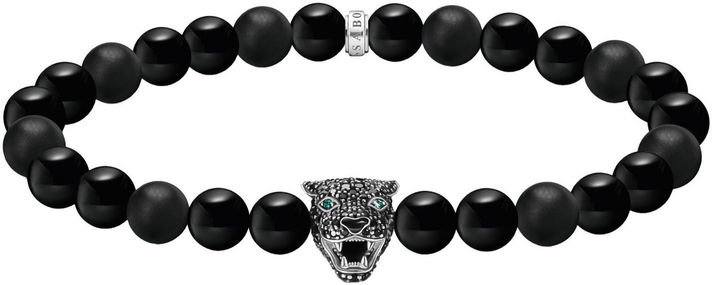 THOMAS SABO Armband Black Cat Bead Armband, A2192-705-11-L21, mit Obsidian, Zirkonia (synth) von THOMAS SABO
