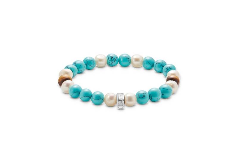 THOMAS SABO Armband Charm Club: Bead-Armband, X0293-014-7-L17, X0293-951-7-L17, mit Türkis-Imitat, oder Jaspis und Tigerauge - mit Süßwasserzuchtperle von THOMAS SABO