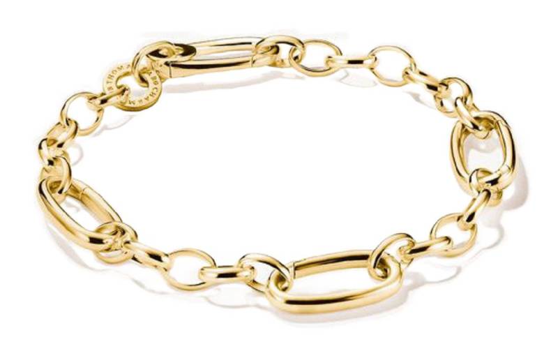 THOMAS SABO Armband Glieder-Charm-Armband mit drei Connect Links, aus Silber, vergoldet von THOMAS SABO