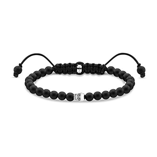 THOMAS SABO Unisex Armband Schwarz Totenkopf Silber 925 Sterlingsilber, Geschwärzt, Nylon A2015-811-11 von THOMAS SABO