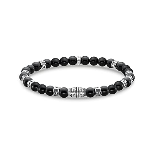 THOMAS SABO Armband für Herren mit polierten Beads aus Onyx sowie kunstvoll designten Beads aus geschwärztem 925er Sterlingsilber, Länge 19cm, A2087-507-11-L19 von THOMAS SABO