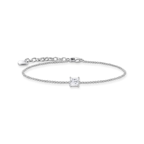 THOMAS SABO Armband mit Stein-Anhänger in Weiß Recyceltes 925 Silber, 16-19 cm, A2158-051-14-L19V von THOMAS SABO