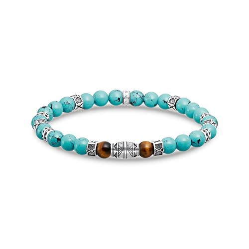 THOMAS SABO Armband mit türkisen Beads und Tigerauge-Beads Silber, Länge 15,5cm A2087-364-7-L15,5 von THOMAS SABO