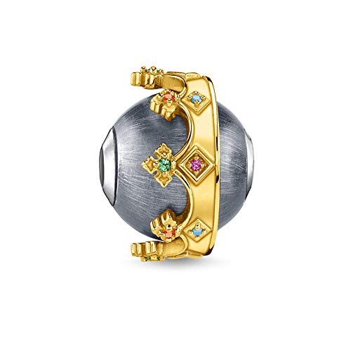 Thomas Sabo Bead 925 Sterlingsilber, vergoldet Gelbgold/Glas-Keramik Stein/synthetischer Korund/Zirkonia, Mehrfarbig, 1,1cm x 1,1cm x 1,1cm, K0347-488-7 von THOMAS SABO