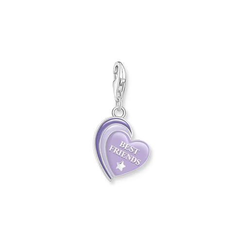 THOMAS SABO Damen Charm-Anhänger Best Friends mit violetter Kaltemaille Silber geschwärzt 925 Sterlingsilber, Geschwärzt, Kaltemail 2046-664-13 von THOMAS SABO