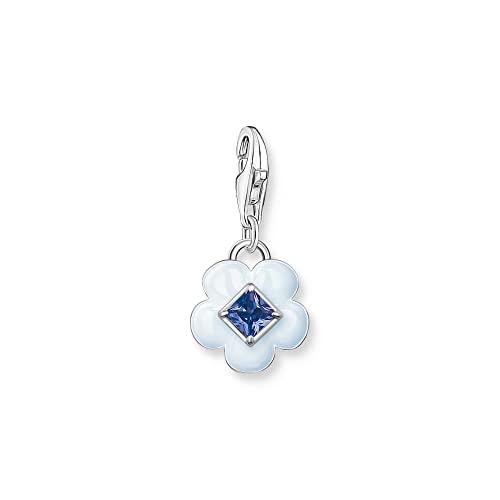 THOMAS SABO Charm-Anhänger Blume aus hochwertigem 925er Sterlingsilber mit dreidimensional gestalteter Blume, Maße: 22 x 11 mm,1916-496-1 von THOMAS SABO