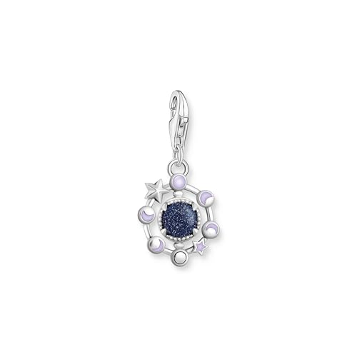 THOMAS SABO Damen Charm-Anhänger Mondphasen mit imitiertem Sandstein Silber geschwärzt 925 Sterlingsilber, Geschwärzt, Kaltemail 2040-664-32 von THOMAS SABO