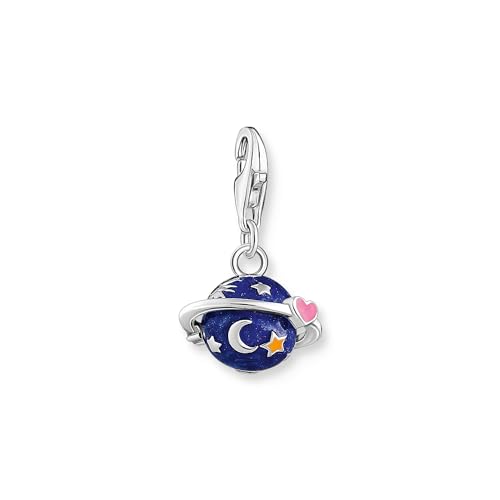 THOMAS SABO Damen Charm-Anhänger Saturn mit bunter Kaltemaille Silber 925 Sterlingsilber, Kaltemail 2041-041-7 von THOMAS SABO