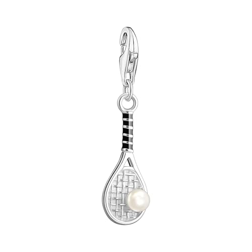 THOMAS SABO Charm-Anhänger Tennisschläger mit weißer Perle Silber 925 Sterlingsilber, Kaltemail 2173-158-21 von THOMAS SABO