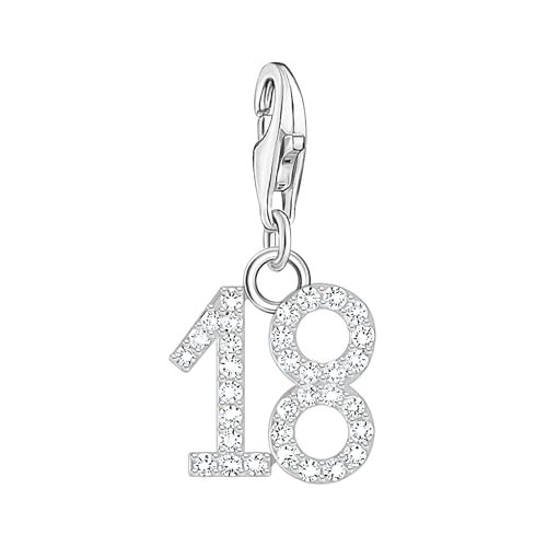 THOMAS SABO Charm-Anhänger Zahl 18 mit weißen Steinen Silber 925 Sterlingsilber 2134-051-21 von THOMAS SABO