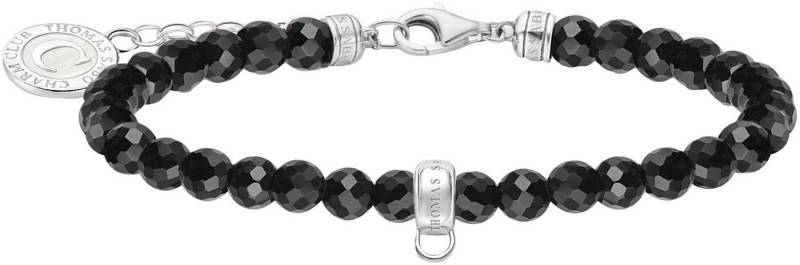 THOMAS SABO Charm-Armband mit rosa oder schwarzen Beads, A2141-067-9-L19v, A2141-130-11-L19v, mit Achat oder Rosenquarz von THOMAS SABO