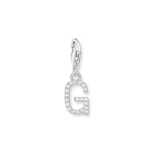 THOMAS SABO Charm-Anhänger Buchstabe G mit weißen Steinen Silber 925 Sterlingsilber 1939-051-14 von THOMAS SABO