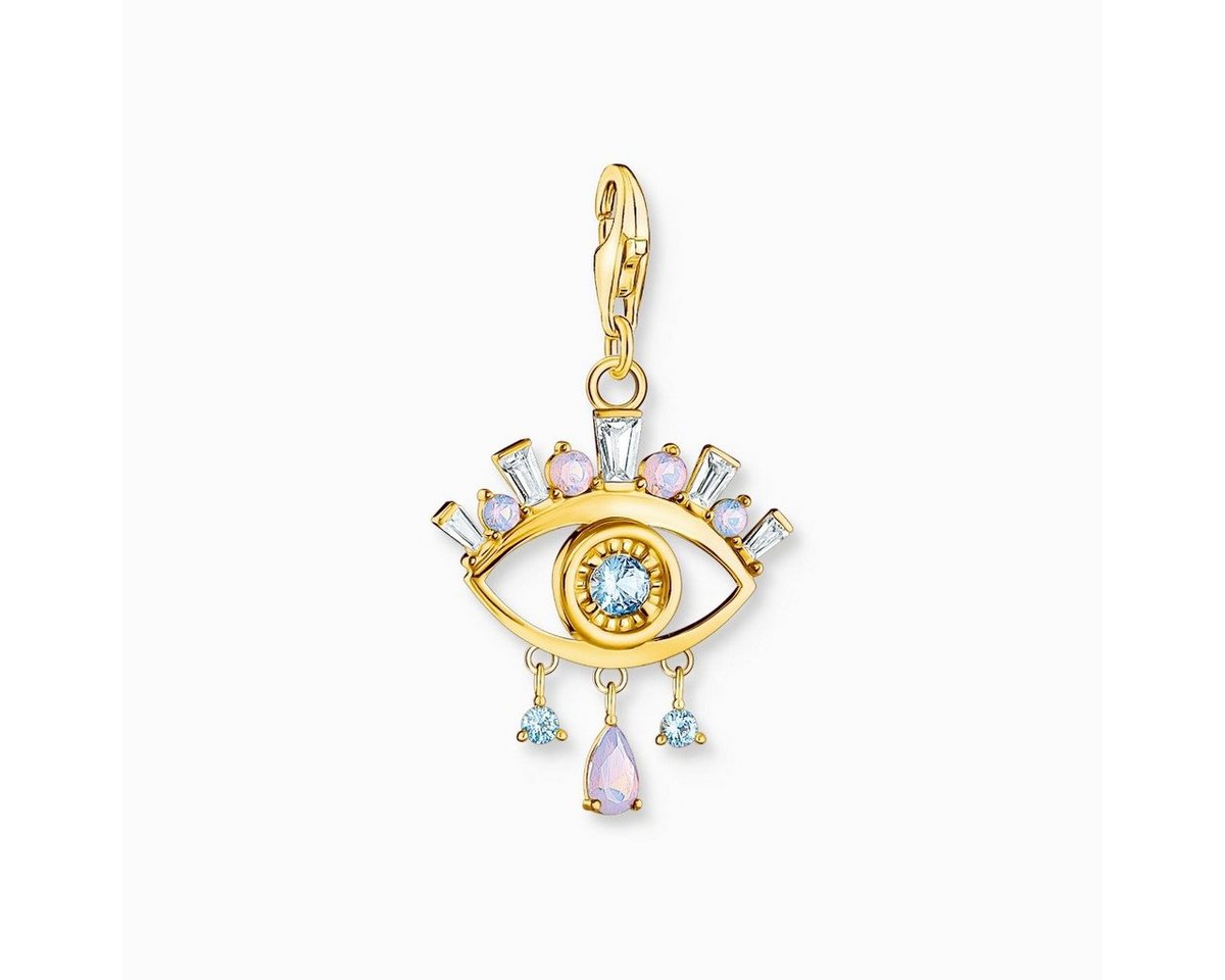 THOMAS SABO Charm-Einhänger Charm-Anhänger Blaues Auge Silber Vergoldet 1926-971-7 von THOMAS SABO