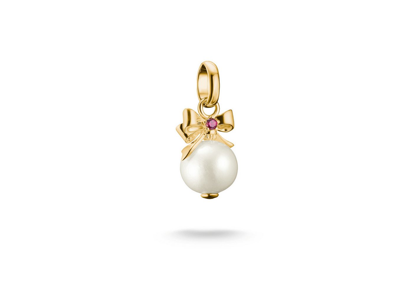 THOMAS SABO Charm-Einhänger Charm Perle mit Schleife - Connect, mit Zirkonia (synth) oder Rubin (synth) - mit Süßwasserzuchtperle von THOMAS SABO