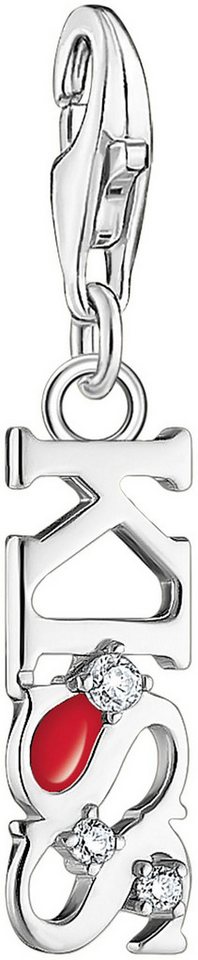 THOMAS SABO Charm-Einhänger KISS mit weißen Steinen, mit Zirkonia (synth) von THOMAS SABO