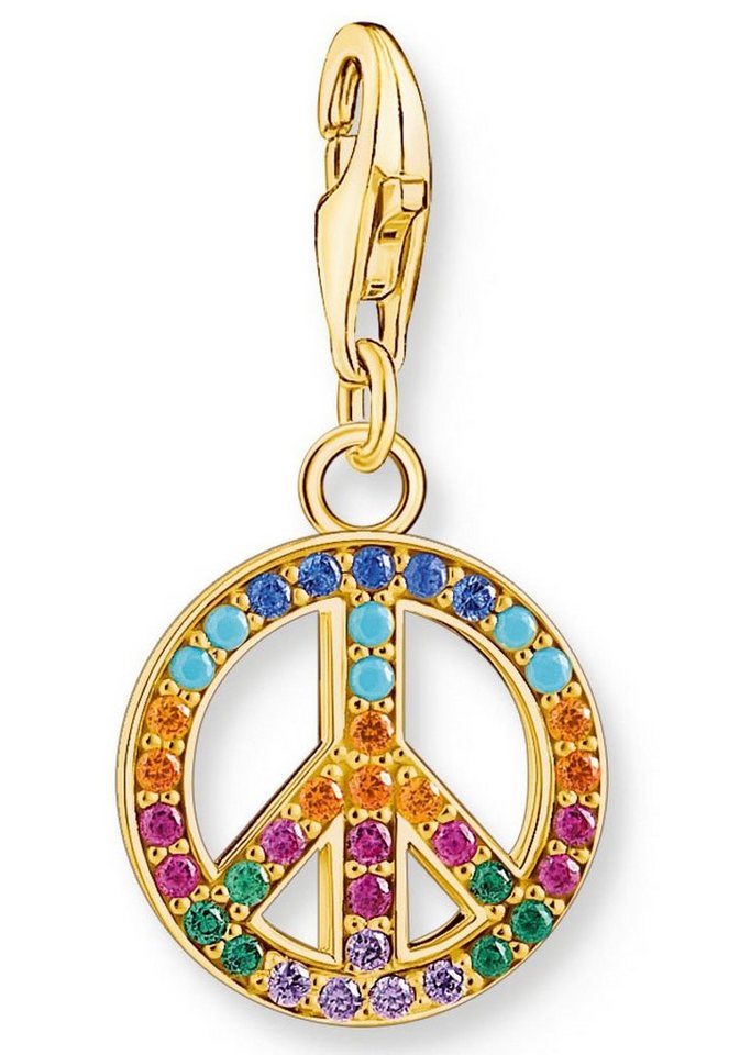 THOMAS SABO Charm-Einhänger Peace, Peace gold, 1880-051-14, 1898-488-7, mit Zirkonia (synth) oder Glas-Keramik Stein von THOMAS SABO