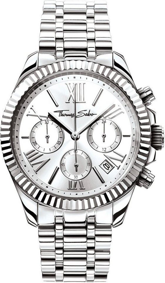 THOMAS SABO Chronograph DIVINE CHRONO WA0253-201-201-38 MM, Quarzuhr, Armbanduhr, Damen, Datum, Stoppfunktion, 12/24-Std.-Anzeige von THOMAS SABO
