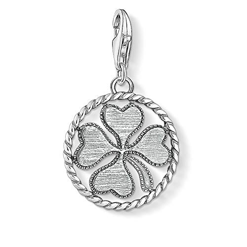 Thomas Sabo Damen-Charm-Anhänger Coin Kleeblatt 925er Sterlingsilber geschwärzt 1759-637-21 von THOMAS SABO