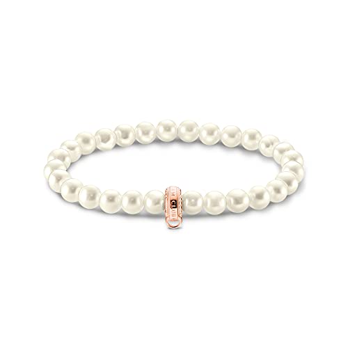 Thomas Sabo Damen Charm-Perlenarmband roségold 925 Sterlingsilber, 750 Roségold Vergoldung X0284-428-14 von THOMAS SABO